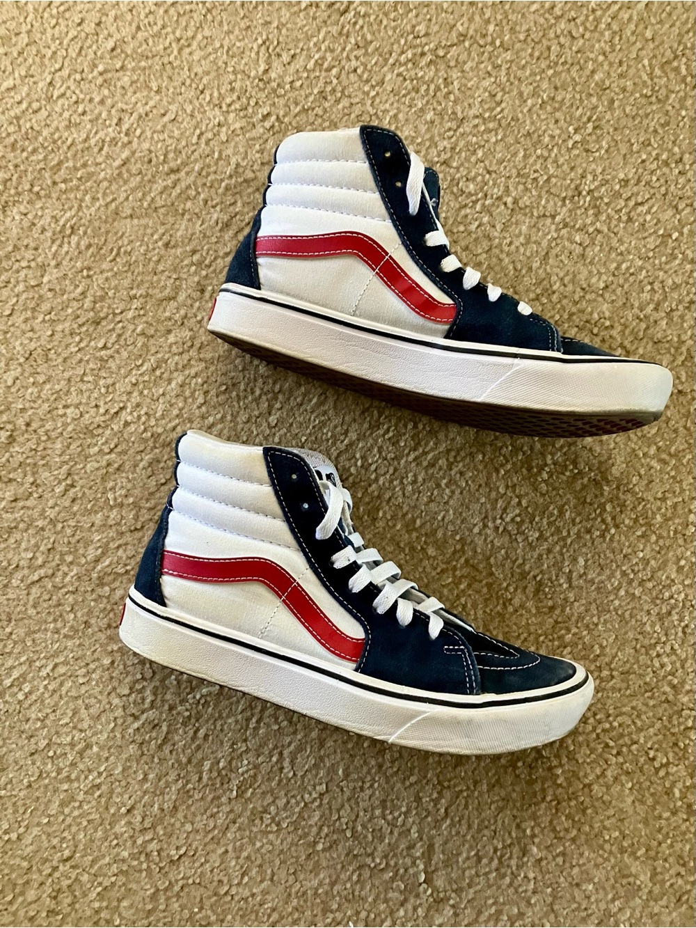Vans off the wall retro block red white blue skate shoes